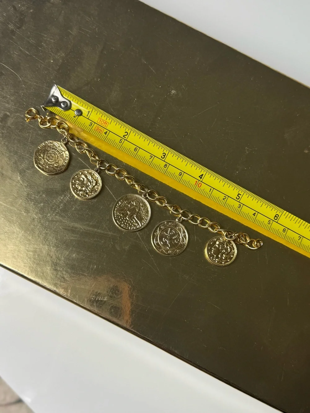 Gold Coin Charm Link Bracelet - Women Jewelry - Picture 10 of 13